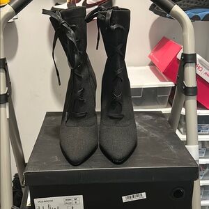 Kendall + Kylie Black Lace-Up Vice Bootie